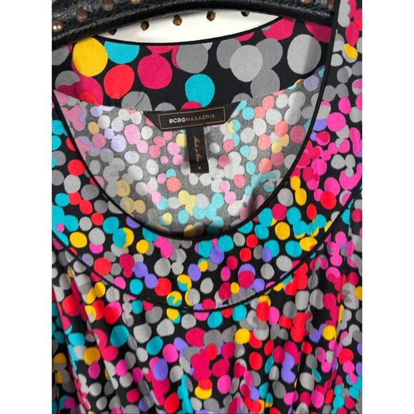 BCBG MaxAzria Dress Women Halter Knee Length Multi Color Polka Dot Stretch size - Picture 7 of 8